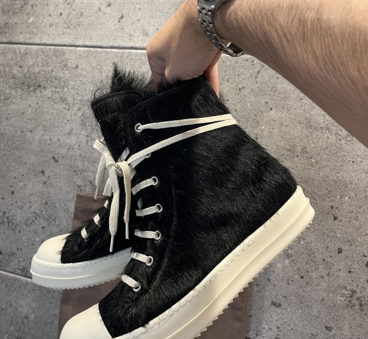 rick owens pony hair fur mainline ramones sneakers READ DESC