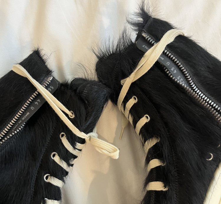 rick owens pony hair fur mainline ramones sneakers READ DESC