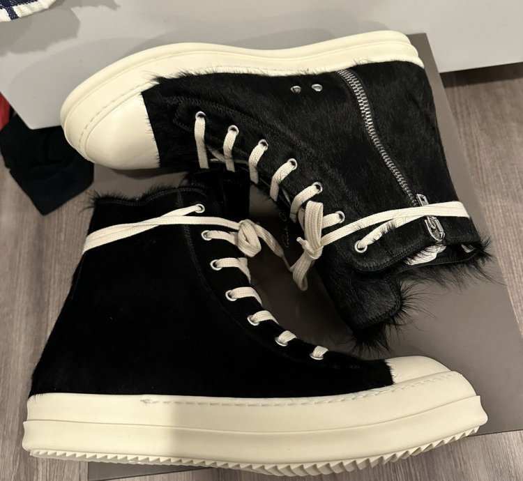 Rick owens pony hair Ramones High Black Milk Size 44