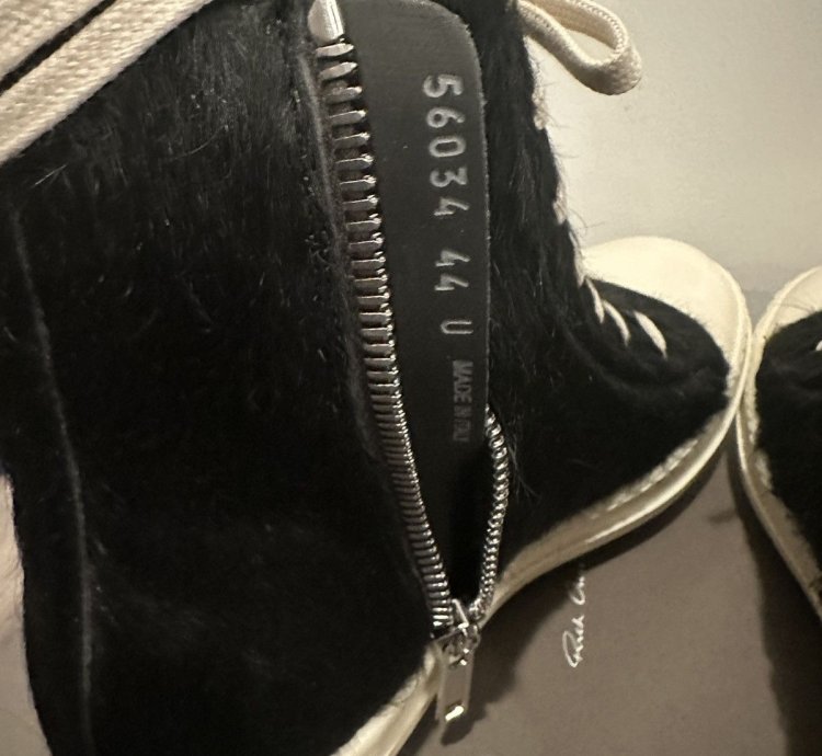 Rick owens pony hair Ramones High Black Milk Size 44