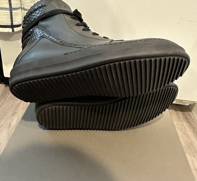 Rick Owens Python Leather Geobaskets Triple Black Size 42