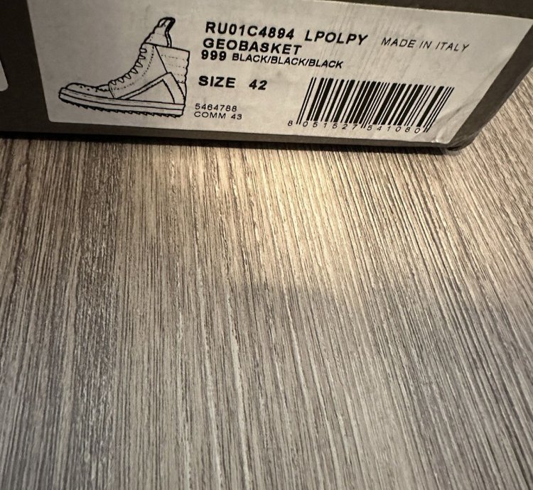 Rick Owens Python Leather Geobaskets Triple Black Size 42