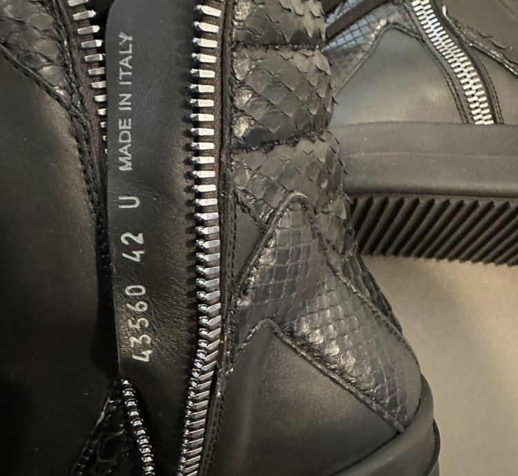 Rick Owens Python Leather Geobaskets Triple Black Size 42