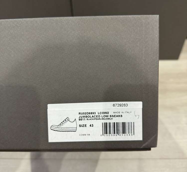 RICK OWENS RAMONE JUMBO LOW BLACK MILK PORTERVILLE