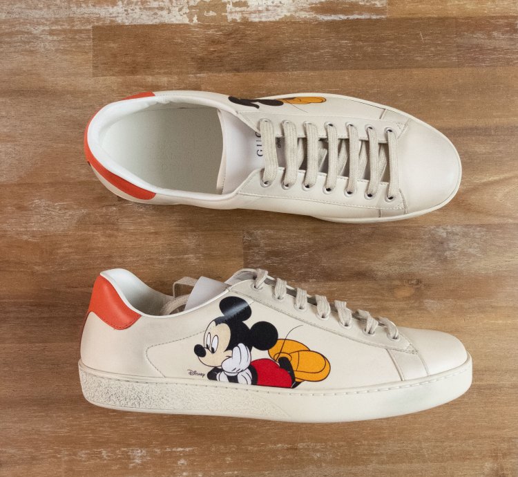 830 GUCCI Ace Mickey Mouse white leather sneakers 10 US