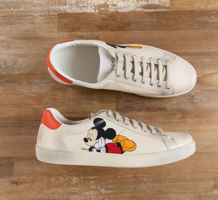 830 GUCCI Ace Mickey Mouse white leather sneakers 12 US