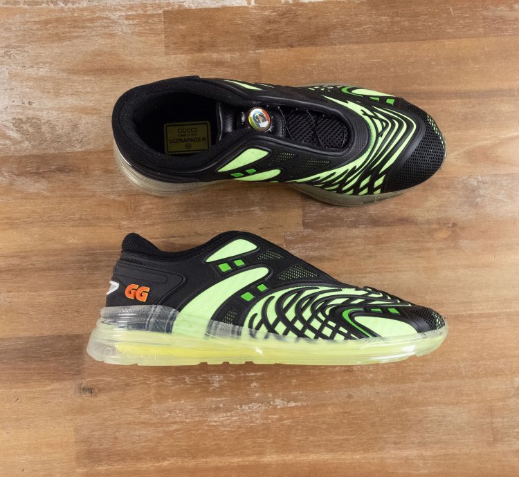 890 GUCCI Ultrapace black green sneakers 10 US 9 5 UK