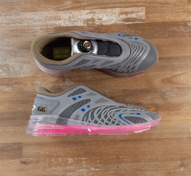 890 GUCCI Ultrapace grey pink sneakers - 11 5 US 11 UK