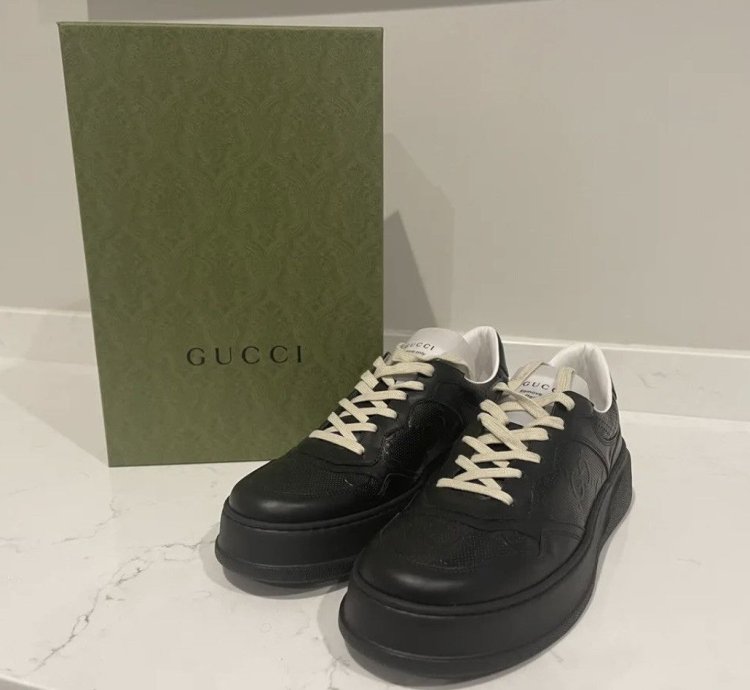 Black GG Embossed Sneakers
