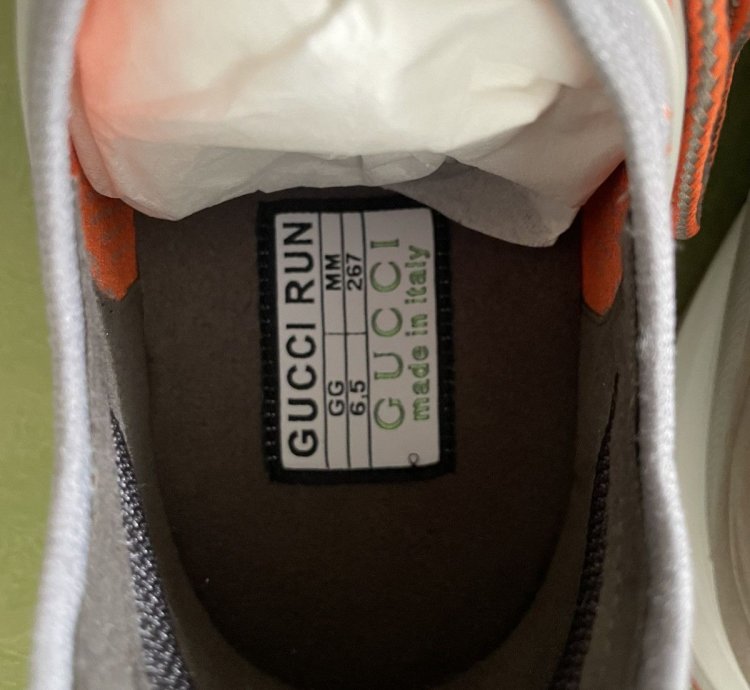 Brand New Gucci Run Sneakers Grey Orange Red sz 6 5 7