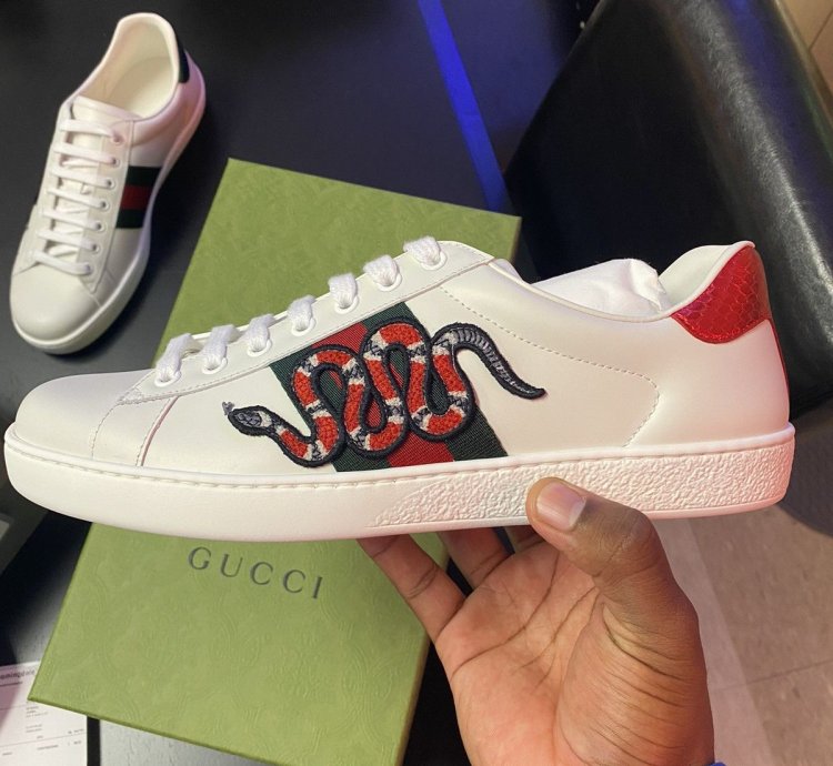 Gucci Ace Embroidered Sneaker with Snake