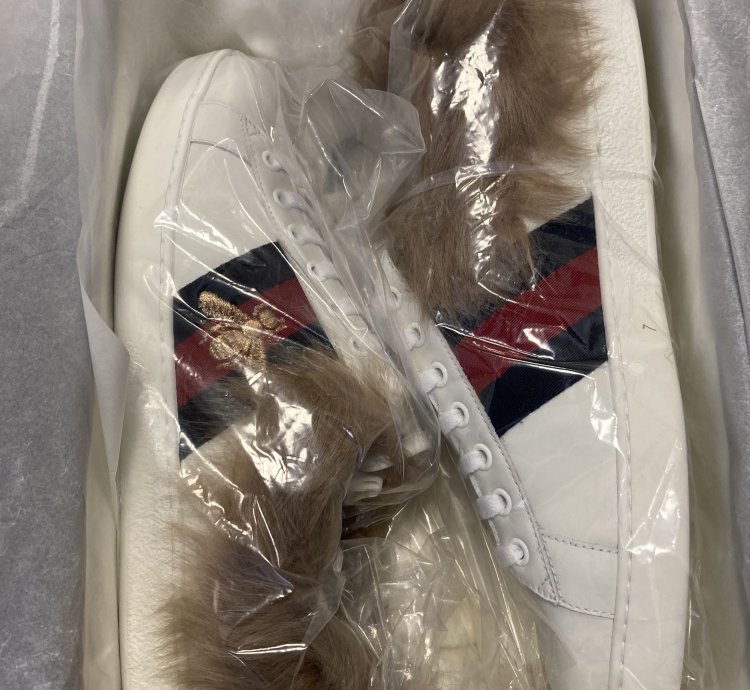 Gucci Ace Fur Inside Bee Sneakers Shoes Sz UK7 USA7 EUR41