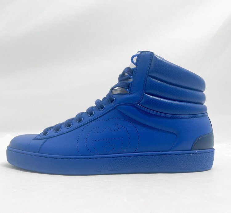 Gucci Ace High Top Sneakers Interlocking GG Blue