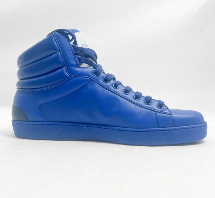 Gucci Ace High Top Sneakers Interlocking GG Blue