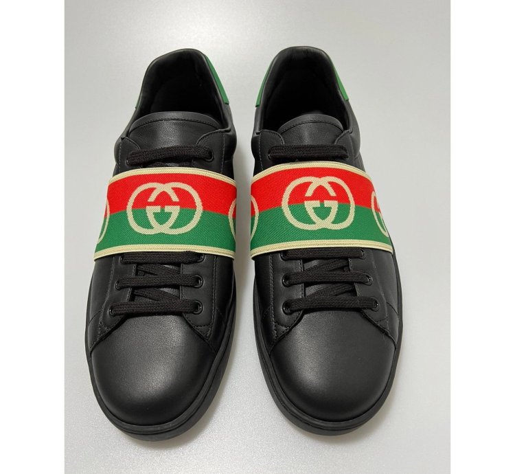 Gucci Ace Sneaker With Elastic Web Black