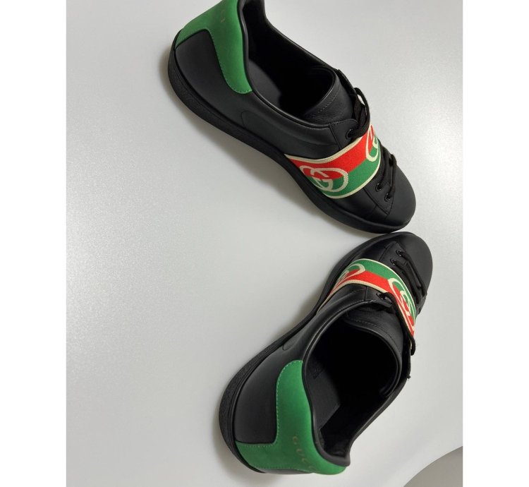 Gucci Ace Sneaker With Elastic Web Black