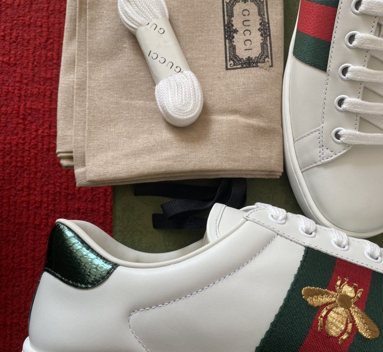 Gucci Ace White With Bee Sneakers Size 10