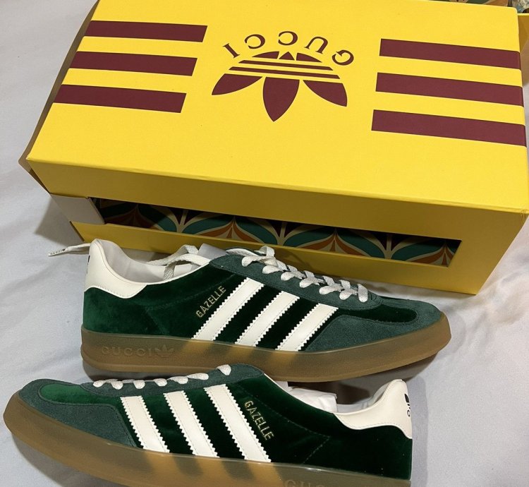 Gucci Adidas Gazelle Green Low-Top Sneakers