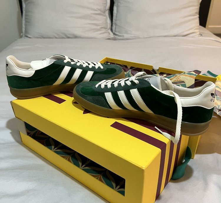 Gucci Adidas Gazelle Green Low-Top Sneakers
