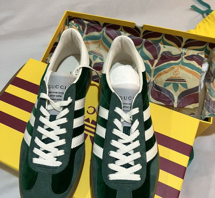 Gucci Adidas Gazelle Green Low-Top Sneakers