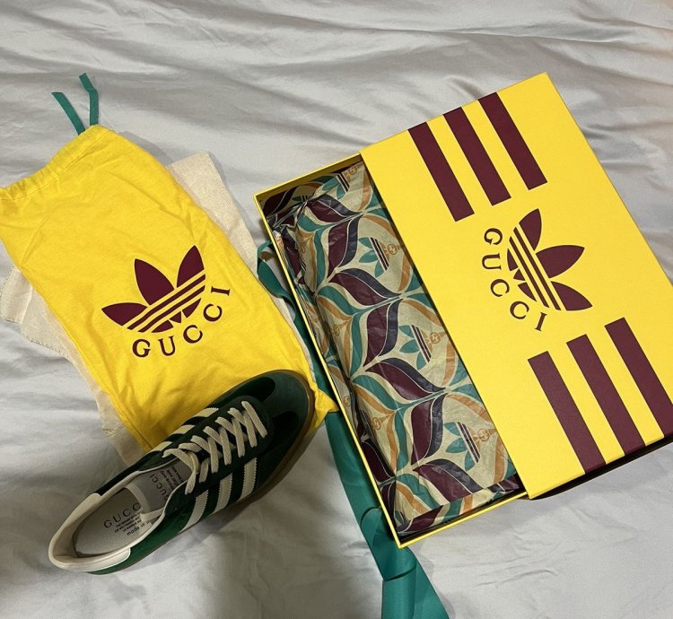 Gucci Adidas Gazelle Green Low-Top Sneakers