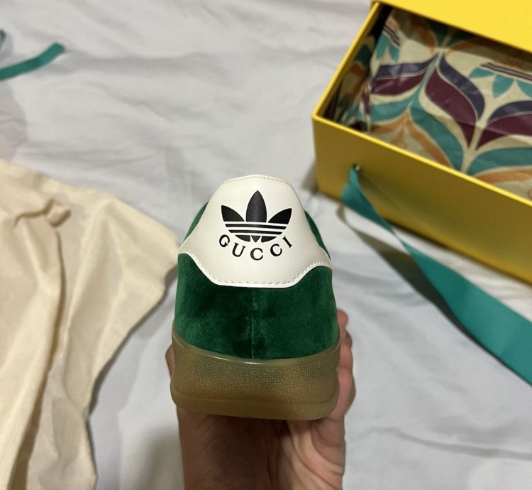 Gucci Adidas Gazelle Green Low-Top Sneakers