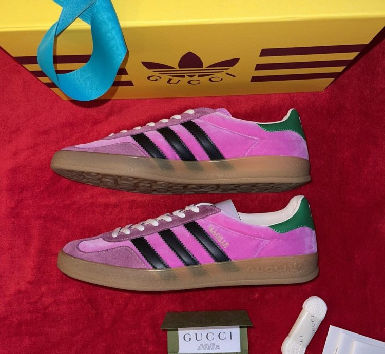 Gucci Adidas Gazelle Pink Low Suede Sneakers