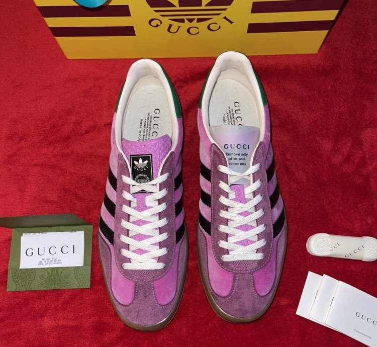 Gucci Adidas Gazelle Pink Low Suede Sneakers