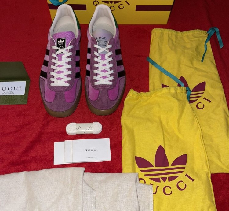 Gucci Adidas Gazelle Pink Low Suede Sneakers