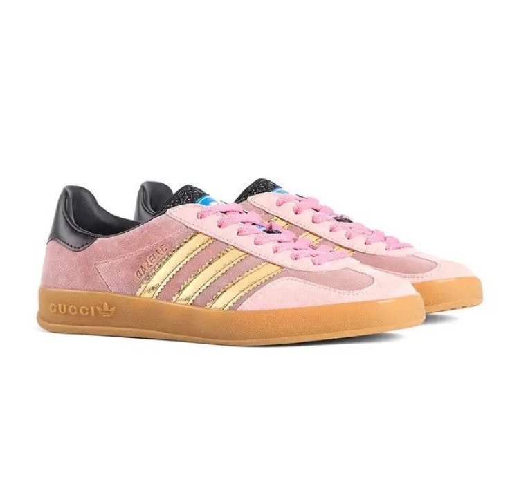 Gucci Adidas Gazelle Pink Velvet Sneakers