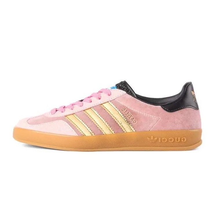 Gucci Adidas Gazelle Pink Velvet Sneakers