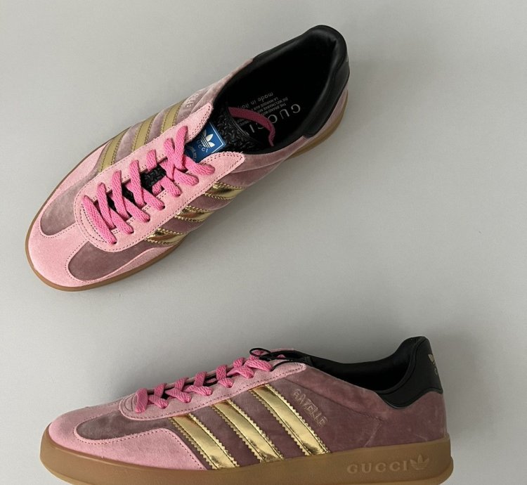 Gucci Adidas Gazelle Pink Velvet Sneakers