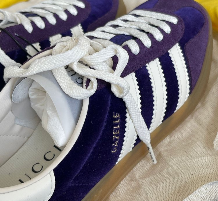 Gucci Adidas gazelle purple velvet