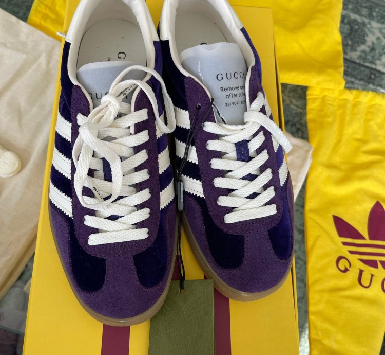 Gucci Adidas gazelle purple velvet