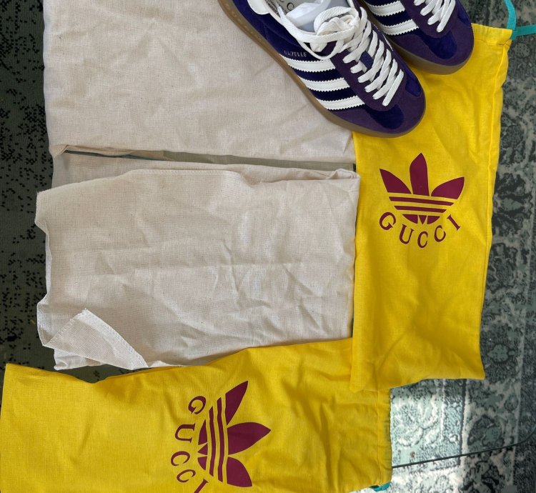 Gucci Adidas gazelle purple velvet