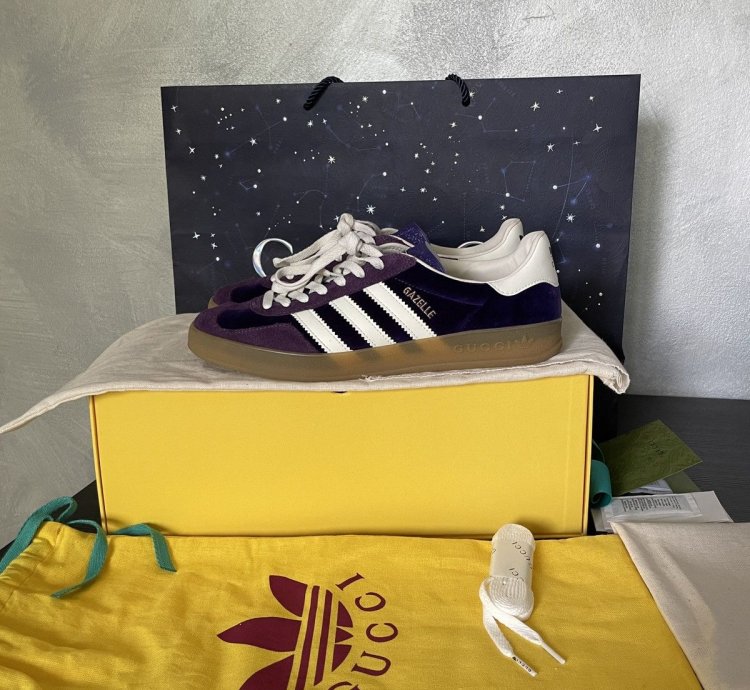 Gucci Adidas Gazelle Purple Velvet New