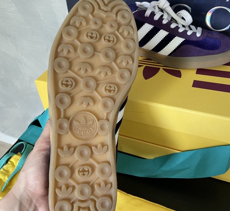 Gucci Adidas Gazelle Purple Velvet New