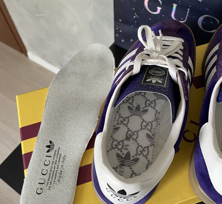 Gucci Adidas Gazelle Purple Velvet New