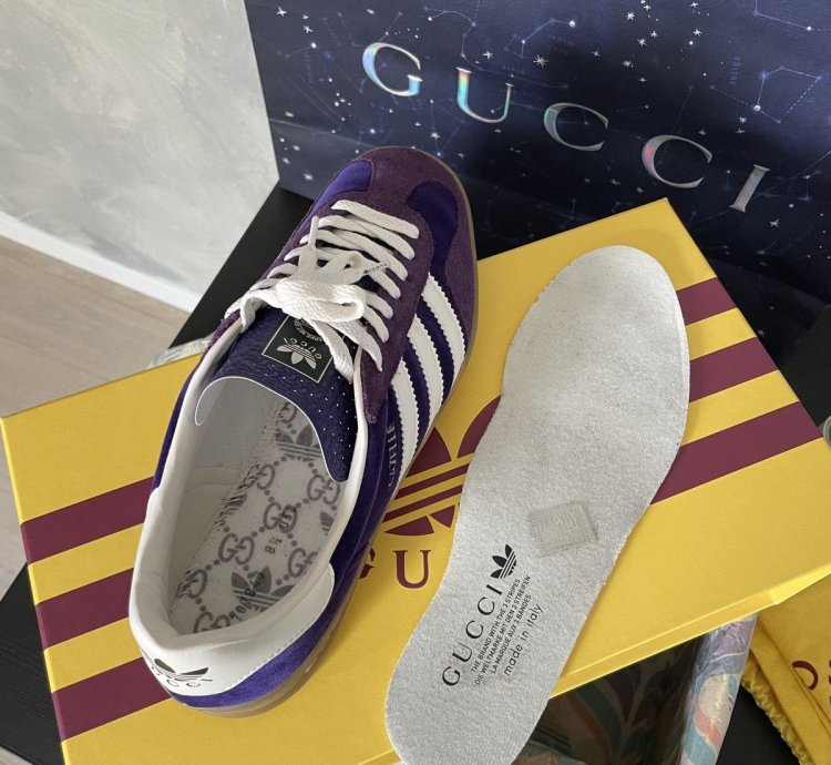 Gucci Adidas Gazelle Purple Velvet New