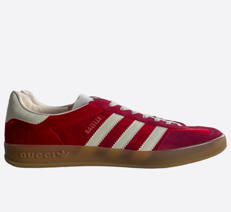 Gucci Adidas Red White Gazelle Sneakers