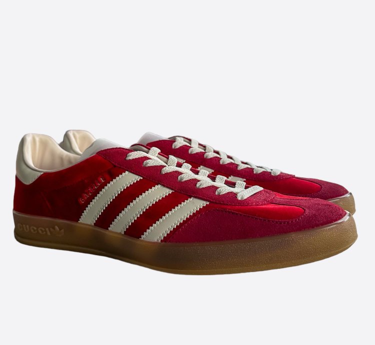Gucci Adidas Red White Gazelle Sneakers