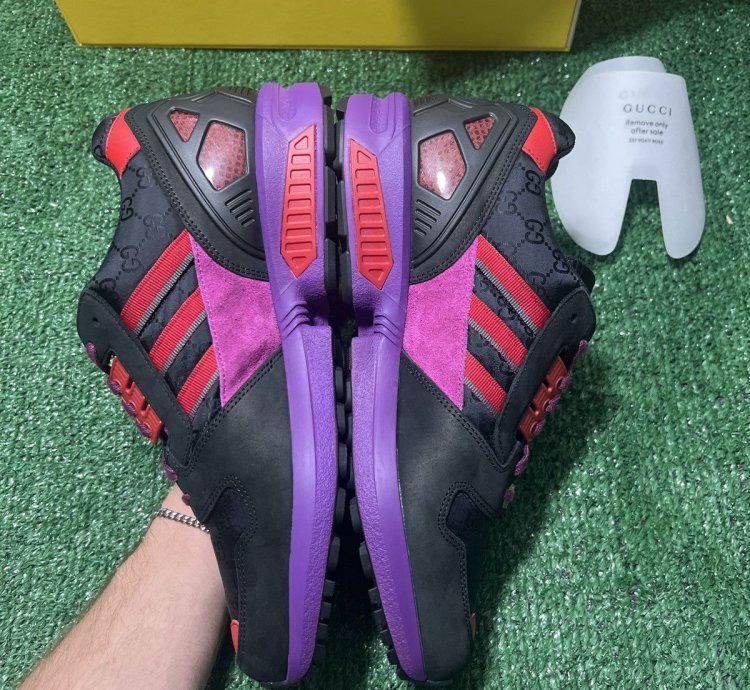 GUCCI ADIDAS ZX 8000 TORSION BLACK GG MONOGRAM Size 8