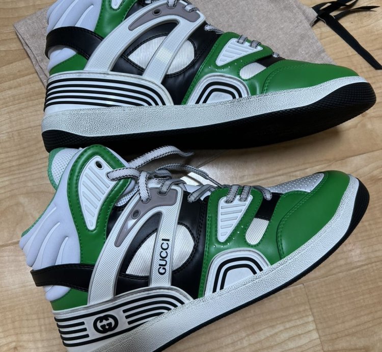 Gucci Basket High Black White Green 661301-2SH90-3760