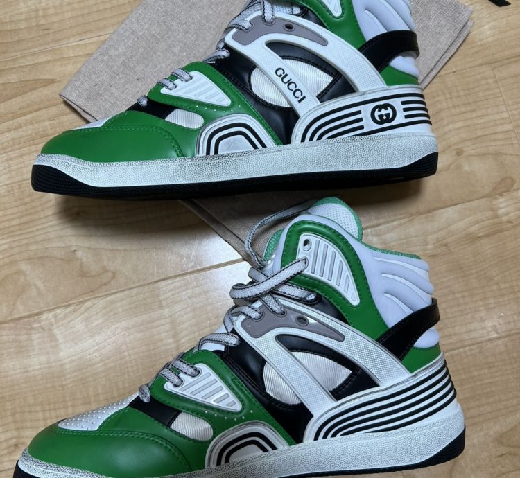 Gucci Basket High Black White Green 661301-2SH90-3760