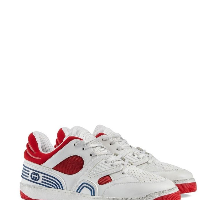 Gucci Basket Low-Top Sneakers White Red