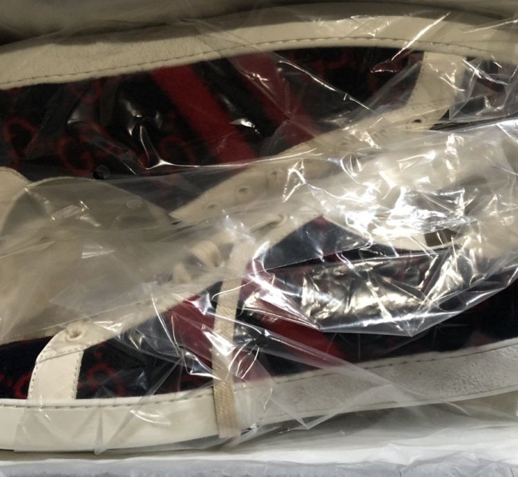 Gucci BNIB Navy Red Wool GG Ace Sneaker