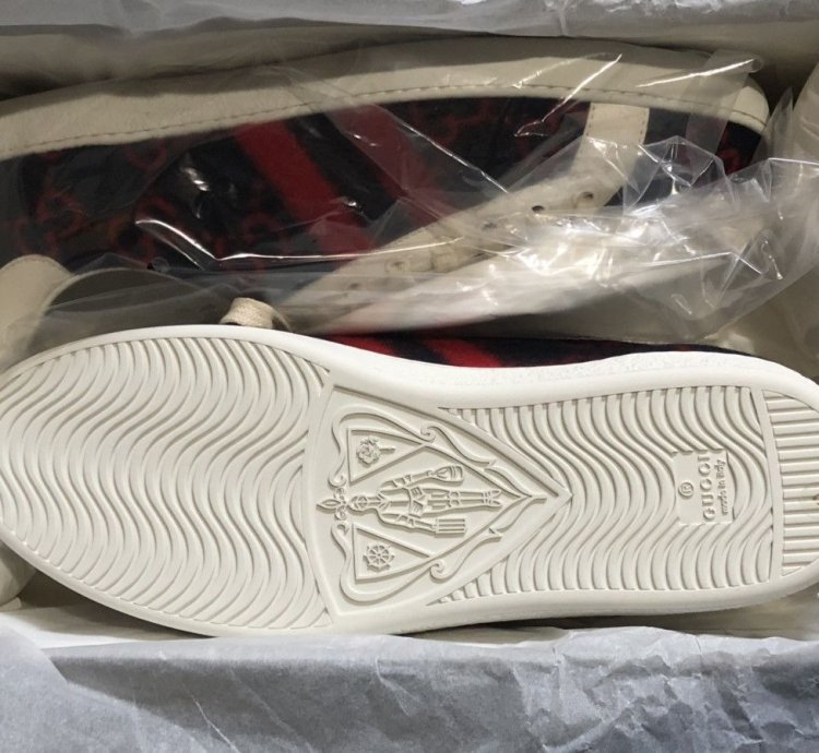 Gucci BNIB Navy Red Wool GG Ace Sneaker