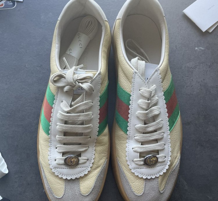 Gucci calfskin suede sweet web sneakers