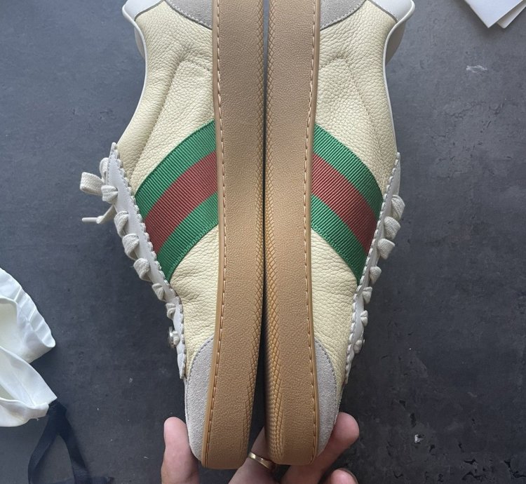 Gucci calfskin suede sweet web sneakers