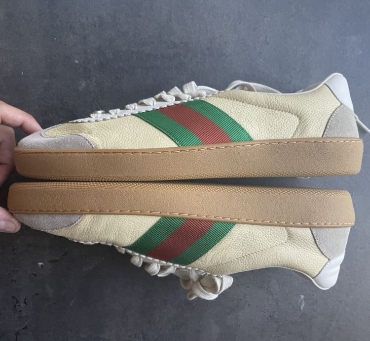Gucci calfskin suede sweet web sneakers